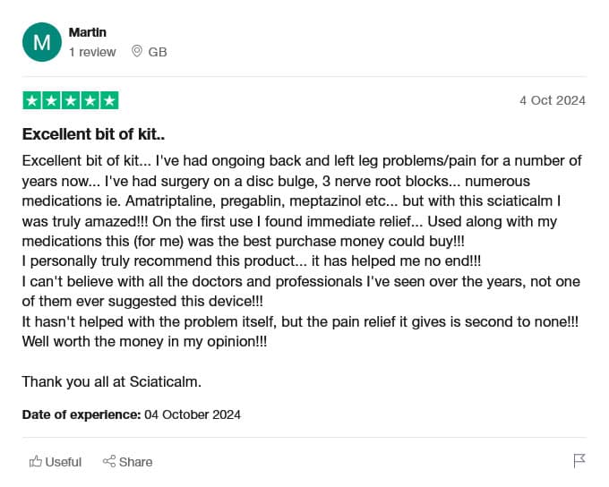 Client review of sciatica relief therapy results